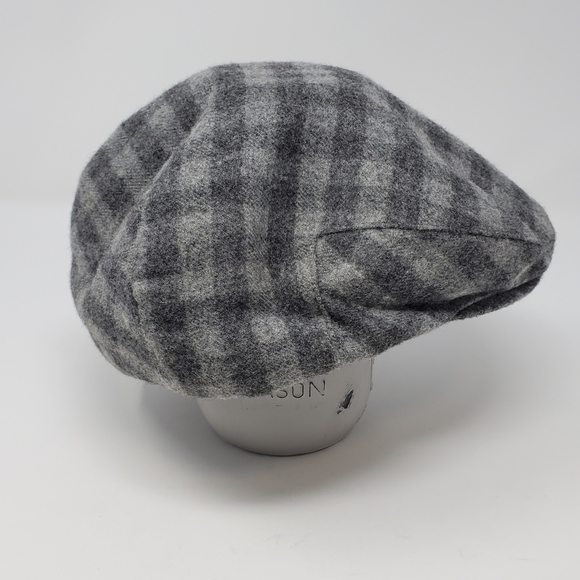 COUNTRY GENTLEMAN FLAT CAP NEWSBOY HAT WOOL BLEND GREY BUFFALO PLAID MEN MEDIUM - Picture 3 of 12